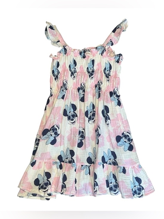 Disney Other - Disney Junior Minnie Mouse Dress Pink Blue Smocked Flutter Sleeve 4T